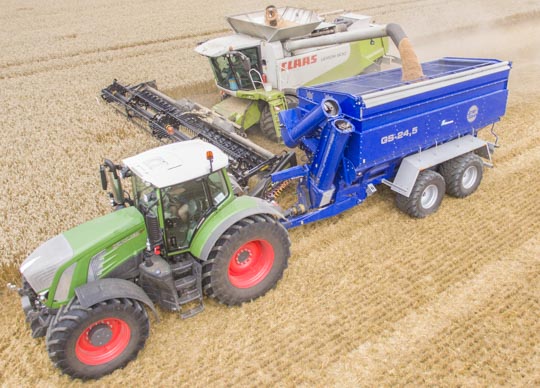 Grain Saver Überladewagen Arbeitsstellung